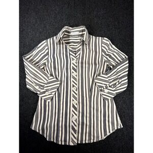 Van Heusen Studio Shirt Womens XS Multicolor Striped Stretch Button Front Blouse